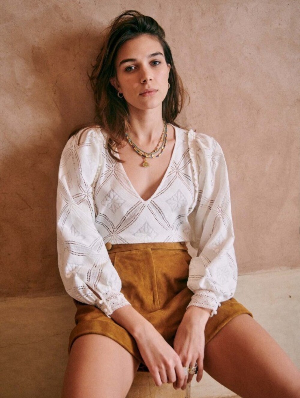 Sezane Lauren Blouse Écru. - Size 38